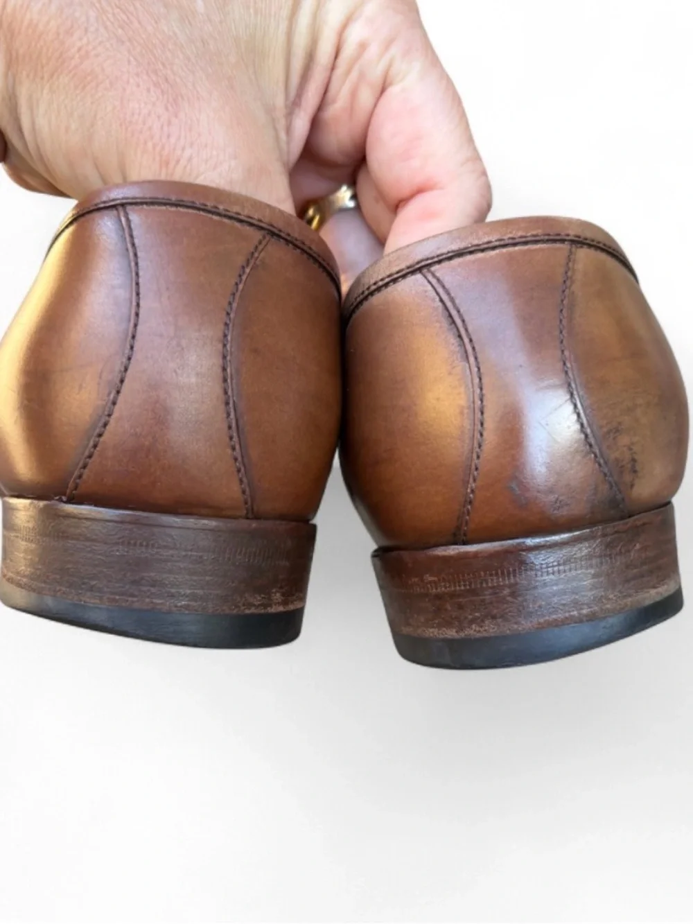 Gucci Brown Leather Logo Loafers Size 9 Fits US Men’s 10 Made in Italy